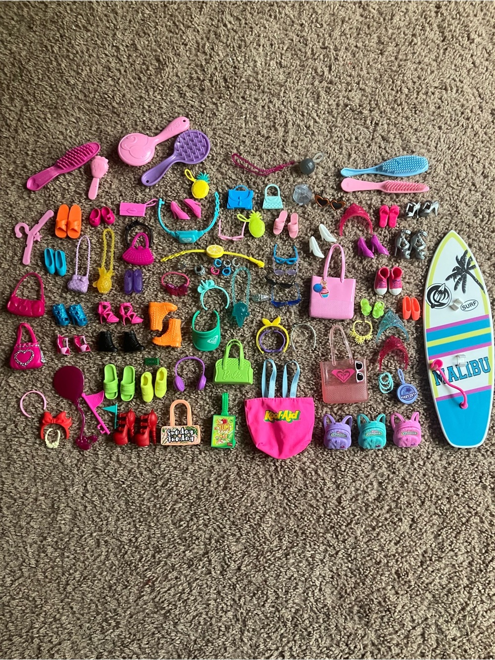 Barbie Assorted Accessories Lot - Pink, Blue, Green, Purple, Orange